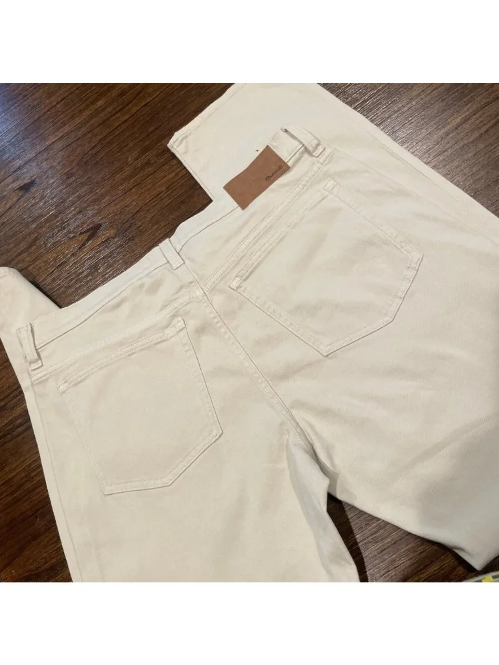 NWT FLAWED Madewell Allday 1991 Straight-Leg Pant 35x34 Beige Stretch Relaxed